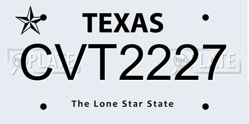 CVT2227 Texas License Plate