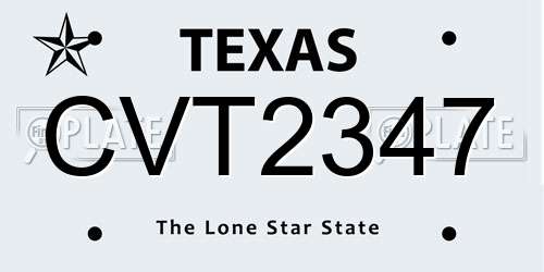 CVT2347 Texas License Plate