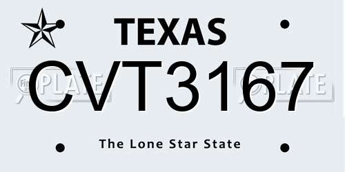CVT3167 Texas License Plate