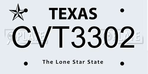 CVT3302 Texas License Plate
