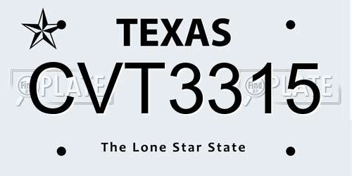 CVT3315 Texas License Plate