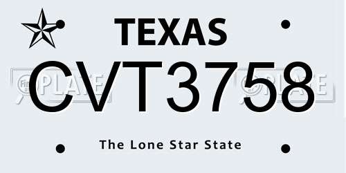 CVT3758 Texas License Plate