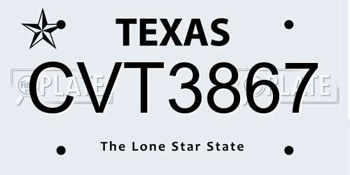 CVT3867 Texas License Plate