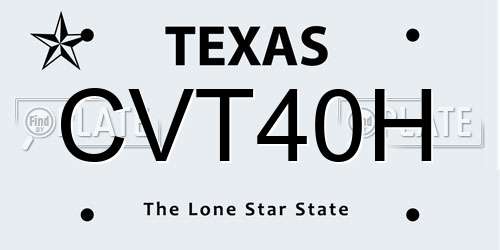 CVT40H Texas License Plate