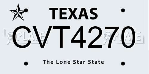 CVT4270 Texas License Plate