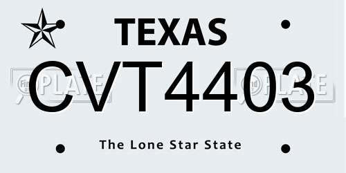 CVT4403 Texas License Plate