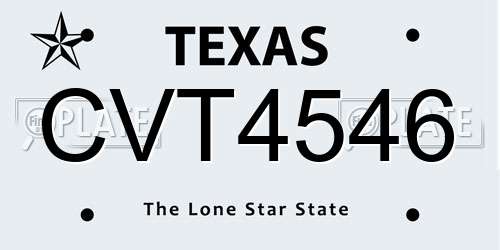 CVT4546 Texas License Plate
