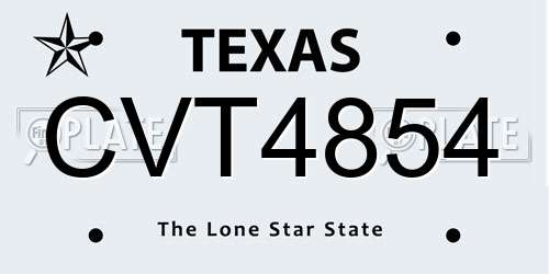 CVT4854 Texas License Plate
