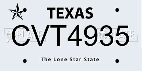 CVT4935 Texas License Plate