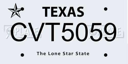 CVT5059 Texas License Plate