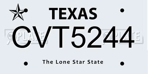 CVT5244 Texas License Plate