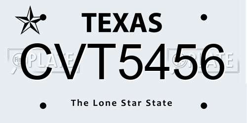 CVT5456 Texas License Plate