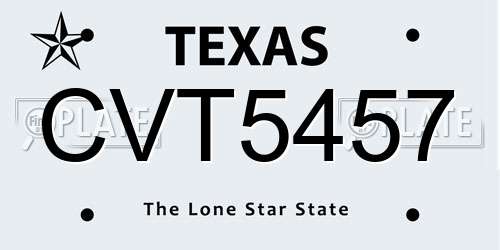 CVT5457 Texas License Plate