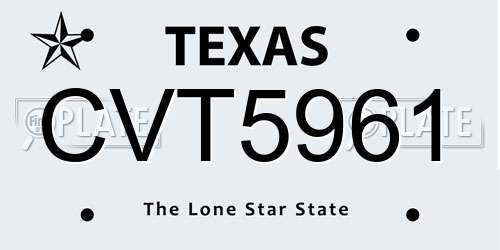 CVT5961 Texas License Plate