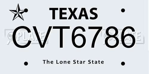 CVT6786 Texas License Plate