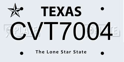 CVT7004 Texas License Plate