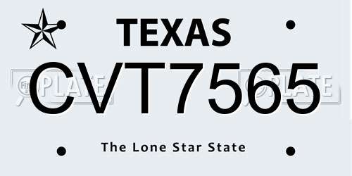 CVT7565 Texas License Plate