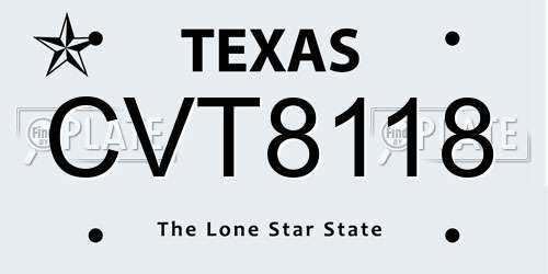 CVT8118 Texas License Plate
