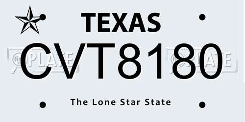 CVT8180 Texas License Plate