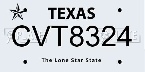 CVT8324 Texas License Plate