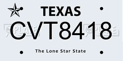 CVT8418 Texas License Plate