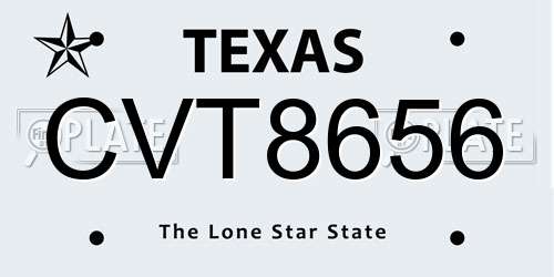 CVT8656 Texas License Plate