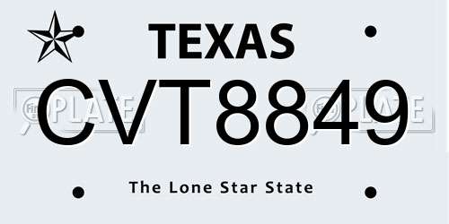CVT8849 Texas License Plate