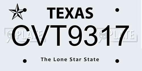 CVT9317 Texas License Plate