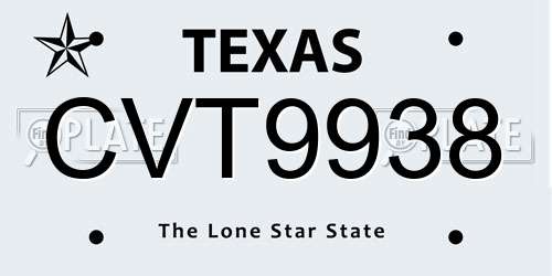 CVT9938 Texas License Plate