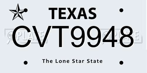 CVT9948 Texas License Plate
