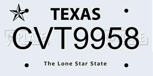 CVT9958 Texas License Plate