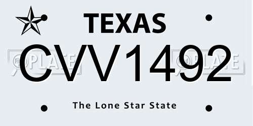 CVV1492 Texas License Plate