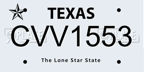 CVV1553 Texas License Plate