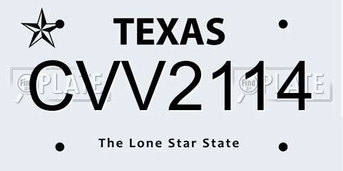 CVV2114 Texas License Plate