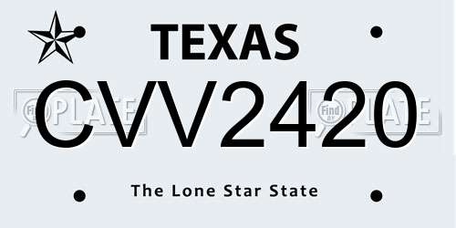 CVV2420 Texas License Plate