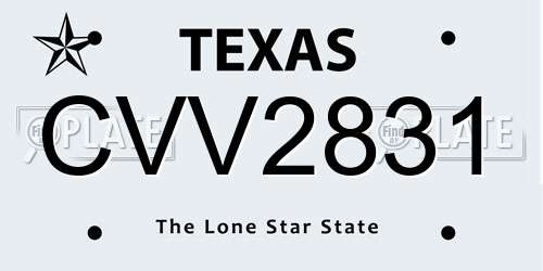 CVV2831 Texas License Plate