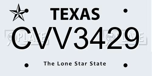 CVV3429 Texas License Plate