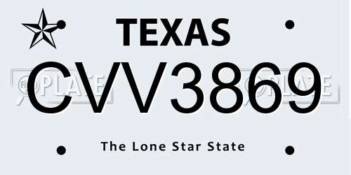 CVV3869 Texas License Plate