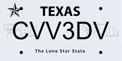 CVV3DV Texas License Plate