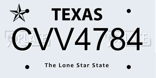 CVV4784 Texas License Plate