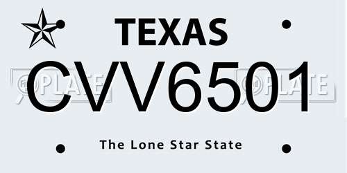 CVV6501 Texas License Plate