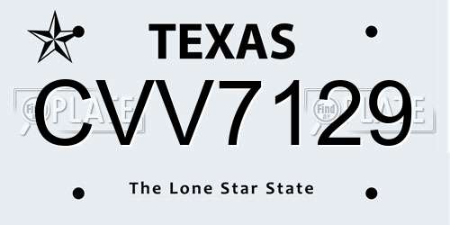 CVV7129 Texas License Plate