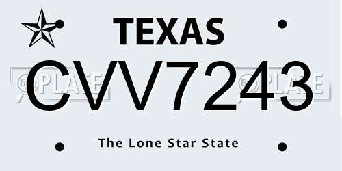 CVV7243 Texas License Plate