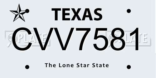 CVV7581 Texas License Plate
