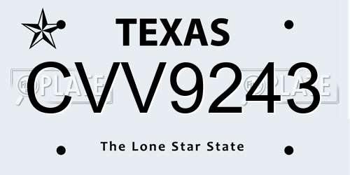 CVV9243 Texas License Plate