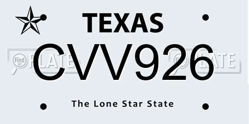 CVV926 Texas License Plate