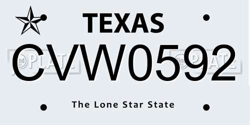 CVW0592 Texas License Plate