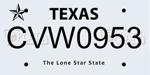 CVW0953 Texas License Plate