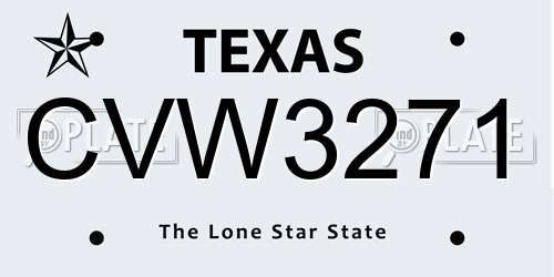 CVW3271 Texas License Plate