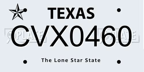 CVX0460 Texas License Plate